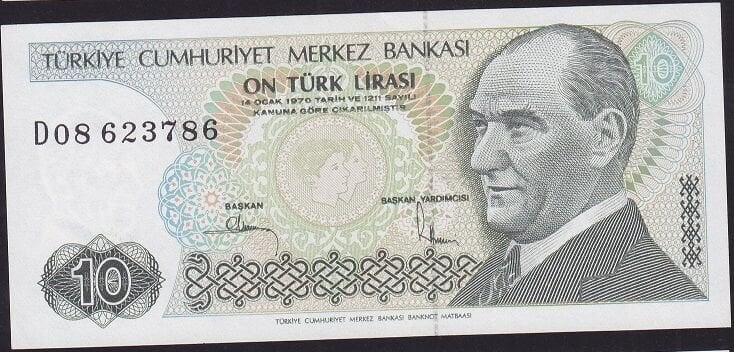 7.Emisyon 2.Tertip 10 Lira D08 623786 Çil