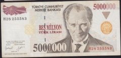7.Emisyon 5 000 000 Lira H28 255583 Çok Temiz