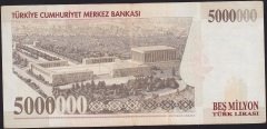 7.Emisyon 5 000 000 Lira H28 255583 Çok Temiz