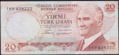 6.Emisyon 4.Tertip 20 Lira I69 438222 Çok Temiz