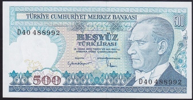 7.EMİSYON 2.TERTİP 500 LİRA D40 488992 ÇİL