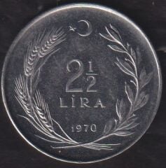1970 Yılı 2.5 Lira FAO Saban Kılıçtan Üstündür
