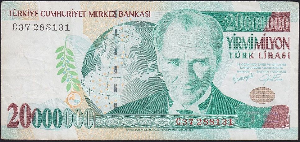 7.Emisyon 20 000 000 Lira C37 288131 Çok Temiz+