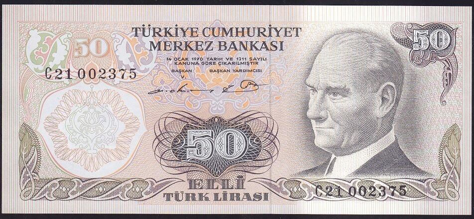 6.Emisyon 1.Tertip 50 Lira C21 002375 Çil