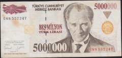 7.Emisyon 5 000 000 Lira G88 557247 Çok Temiz