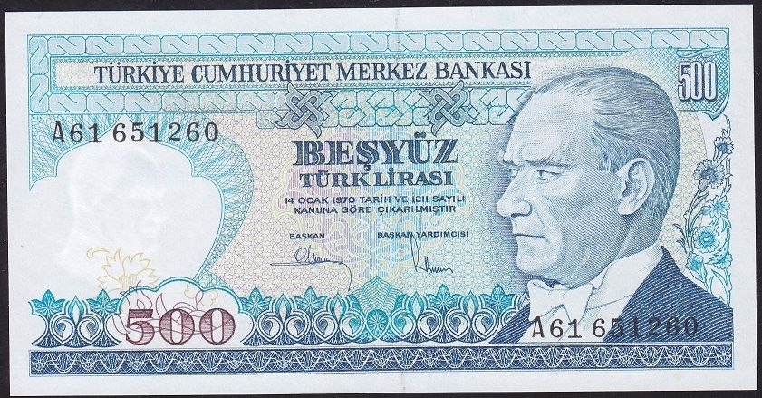 7.Emisyon 1.Tertip 500 Lira A61 651260 Çil