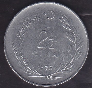 1973 YILI 2.5 LİRA ( TERS )