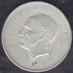1960 Yılı 10 Lira - Hakimiyet Milletindir İhtilal Gümüş ( 15 Gram )