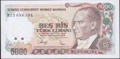 7.EMİSYON 4.TERTİP 5000 LİRA H25 686394 ÇİL