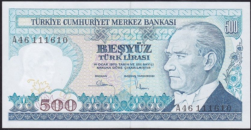 7.Emisyon 1.Tertip 500 Lira A46 111610 Çilaltı