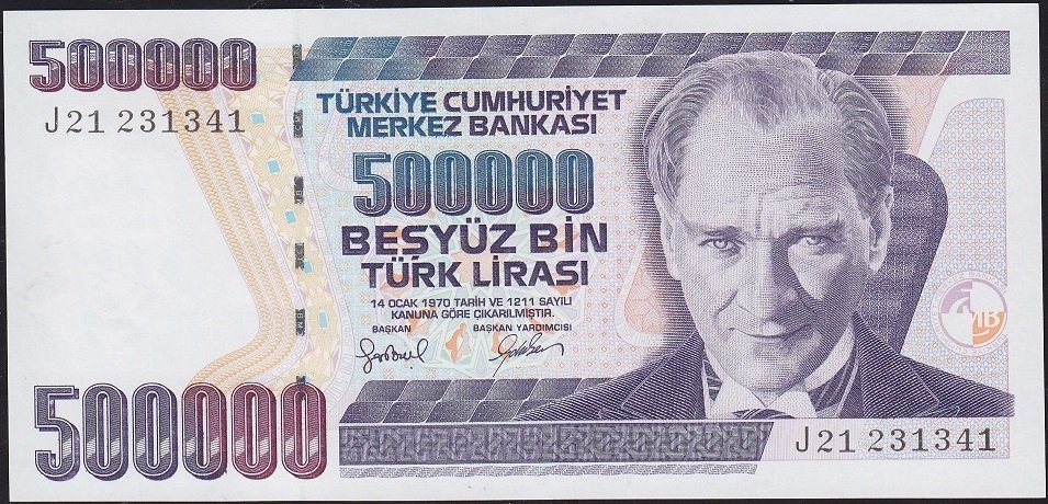7.Emisyon 4.Tertip 500.000 Lira J21 231341 Çil