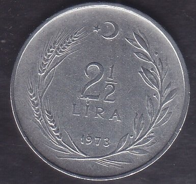 1973 YILI 2.5 LİRA ( DÜZ )