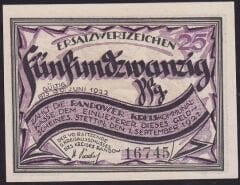 Almanya 25 Pfennig Notgeld 1921 Çil Filigranlı