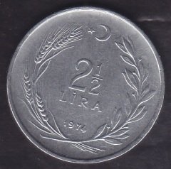 1974 YILI 2.5 LİRA ( TERS )