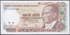 7.Emisyon 3.Tertip 5000 Lira E62 651846 Çil