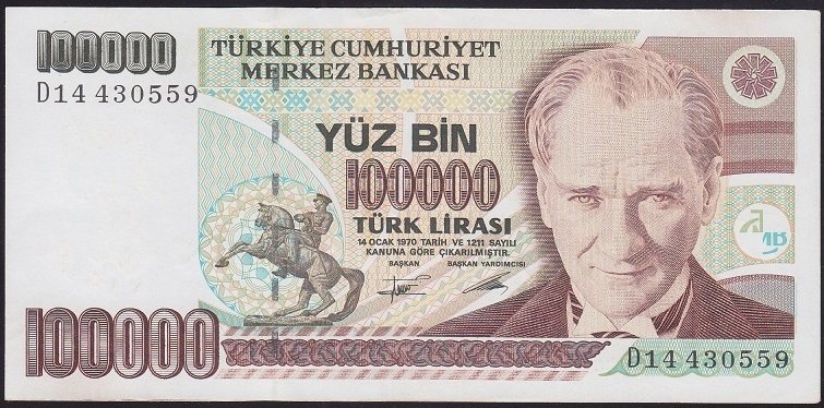 7.EMİSYON 2.TERTİP 100000 LİRA D14 430559 ÇİLALTI