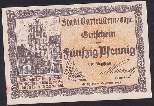 ALMANYA 50 PFENNİNG NOTGELD 1921 ÇİLALTI ÇİL