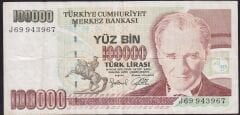 7.Emisyon 3.Tertip 100000 Lira J69 943967 Çok Temiz