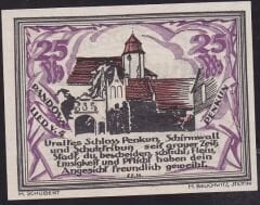 Almanya 25 Pfennig Notgeld 1921 Çil Filigranlı