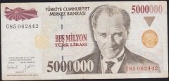 7.Emisyon 5 000 000 Lira G85 062442 Çok Temiz