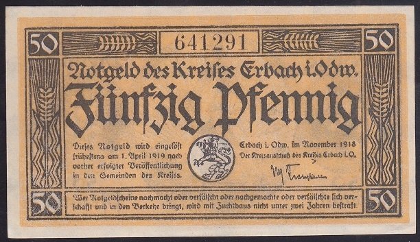 ALMANYA 50 PFENNİNG NOTGELD 1919 ÇİL