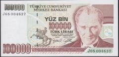 7.Emisyon 3.Tertip 100000 Lira J68 004637 Çilaltı Çil