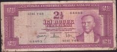 5.Emisyon 3.Tertip 2.5 Lira Y48 64463 Temiz