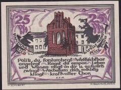 Almanya 25 Pfennig Notgeld 1921 Çil Filigranlı