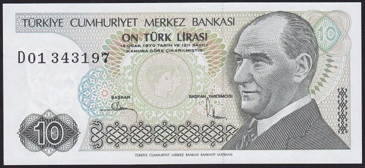 7.Emisyon 2.Tertip 10 Lira D01 343197 Çil