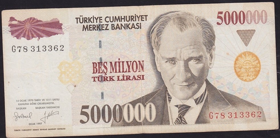 7.Emisyon 5 000 000 Lira G78 313362 Çok Temiz