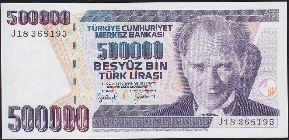 7.Emisyon 4.Tertip 500000 Lira J18 368195 Çilaltı Çil