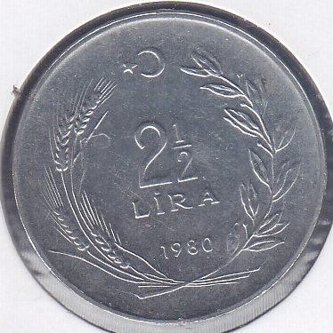 1980 YILI 2.5 LİRA ÇİLALTI ( DÜZ )