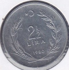 1980 YILI 2.5 LİRA ÇİLALTI ( DÜZ )