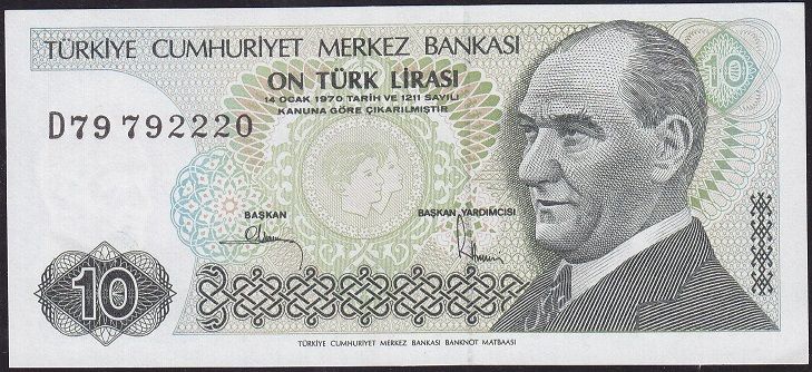 7.Emisyon 2.Tertip 10 Lira D79 792220 Ççt Çilaltı