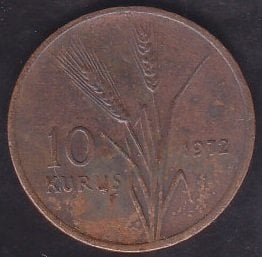 1972 Yılı 10 Kuruş Çok Çok temiz