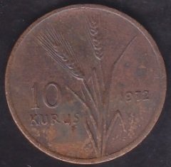 1972 Yılı 10 Kuruş Çok Çok temiz