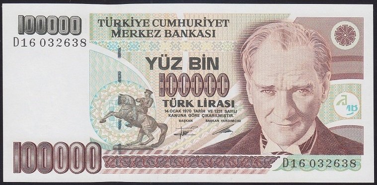 7.EMİSYON 2.TERTİP 100000 LİRA D16 032638 ÇİLALTI ÇİL