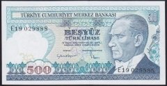 7.EMİSYON 2.TERTİP 500 LİRA E19 029888 ÇİL