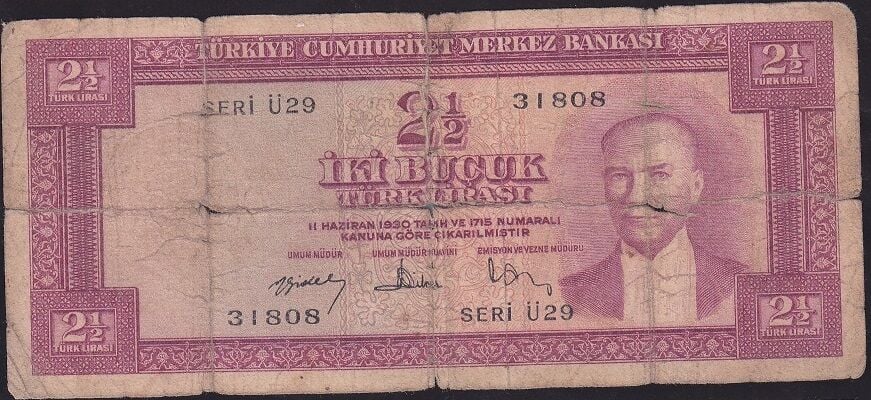 5.Emisyon 3.Tertip 2.5 Lira Ü29 31808 Haliyle