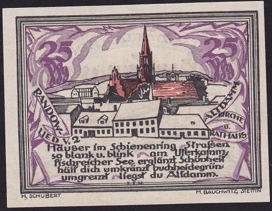 Almanya 25 Pfennig Notgeld 1921 Çil Filigranlı