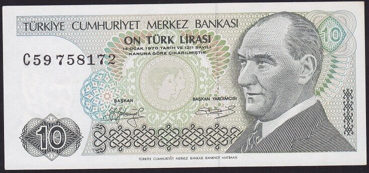 7.Emisyon 1.Tertip 10 Lira C59 758172 Çil