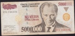 7.Emisyon 5 000 000 Lira G71 246326 Çok Temiz