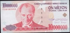 7.Emisyon 10 000 000 Lira E24 042881 Ççt Çilaltı