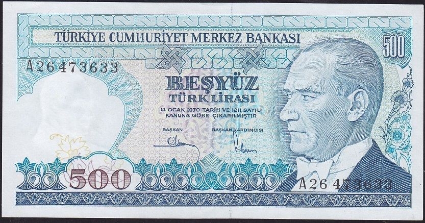 7.Emisyon 1.Tertip 500 Lira A26 473633 Çilaltı