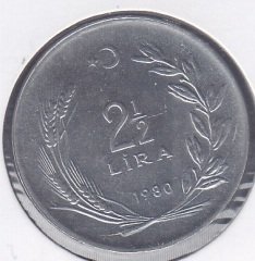 1980 YILI 2.5 LİRA ÇİLALTI ( TERS )