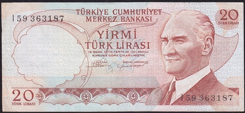 6.Emisyon 4.Tertip 20 Lira I59 363187 Çok Temiz+