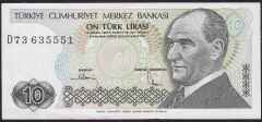 7.Emisyon 2.Tertip 10 Lira D73 635551 Çilaltı