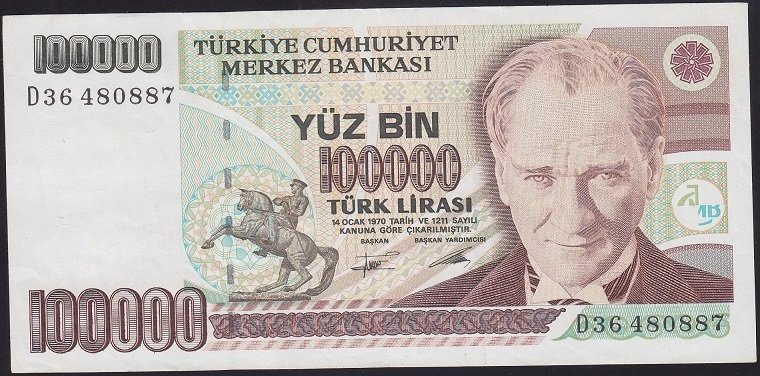 7.EMİSYON 2.TERTİP 100000 LİRA D36 480887 ÇÇT ÇİLALTI