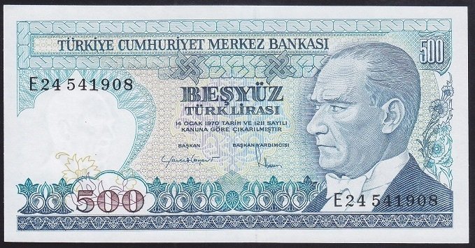 7.EMİSYON 2.TERTİP 500 LİRA E24 541908 ÇİLALTI ÇİL