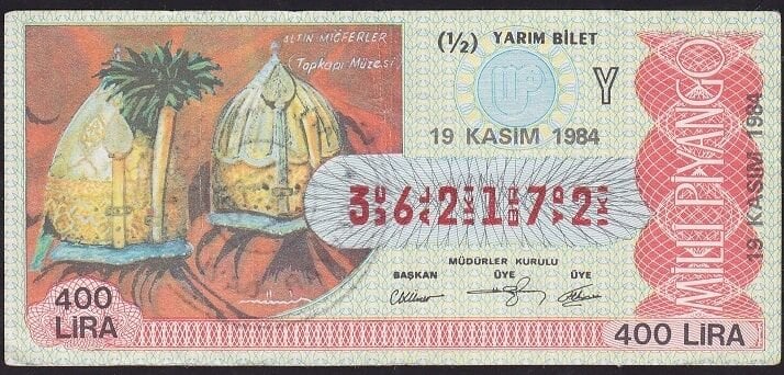 1984 19 Kasım Yarım Bilet - Y Serisi
